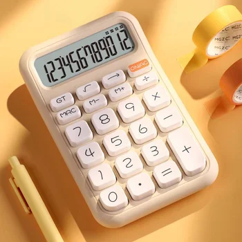 Criativo Teclado Mecânico Calculadora de 12 Dígitos LCD Aritmética Financeira papel de carta para Casa, Escritório Escola do Aluno