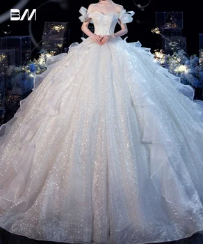 Romântico do Assoalho-comprimento Vestido de Casamento Clássico Querida Decote Vestido de Noiva Elegante Vestido de Bola Vestidos de Noiva Modernos Robe De Mariée