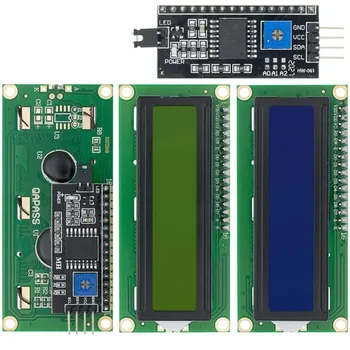 LCD1602 1602 Módulo de LCD Azul / Amarelo Verde Tela de 16x2 Caracteres do Visor LCD PCF8574T PCF8574 IIC Interface I2C 5V para arduino