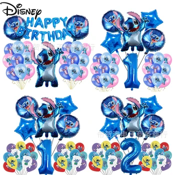 Disney Lilo & Stitch Festa De Aniversário, Decorações De Balões Kawaii Festa Decorada Esférico De Alumínio Do Filme De Látex Balão De Presentes