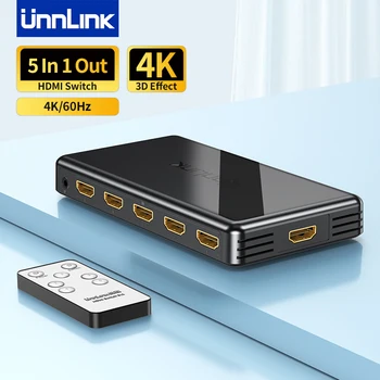 Unnlink 4K 60Hz HDMI Switch 5x1 3x1 Switcher de Vídeo 5/3 Em 1 com INFRAVERMELHO mais remoto para TV Caixa de PS4/5 Xbox PC para a TV Monitor Projetor