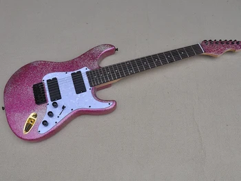 7 Cordas Brilho cor-de-Rosa Guitarra com Escala em Rosewood,Personalizável