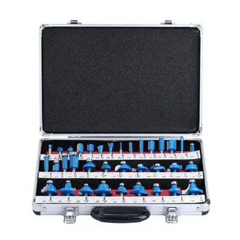 35pcs conjunto de Várias Formas Com Azul Fresa Auricular Para tratamento de Madeira de Dentes Afiados Haste de Madeira Bocados do Router