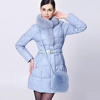 Nova Marca Saco de 2023 casaco de Inverno as mulheres casacos de pele de Raposa colar das Mulheres do saco para baixo do casaco para baixo outerwear parkas longo solta parka