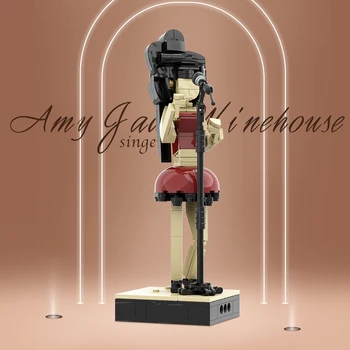 MOC Amy Winehouse a Cantora Brickheadzs Tijolos Bela Kitsch Coleção de Música do Modelo de Bloco de Construção Crianças Fãs de Música de Brinquedo de Presente